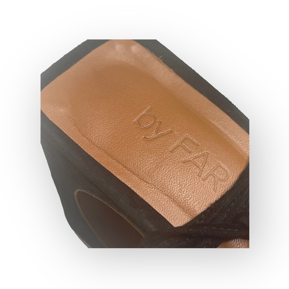 By Far 𖤐 Iris Ankle Wrap Heeled Mules Sandals 𖤐 Black Suede 𖤐 36 𖤐 Handmade - Picture 10 of 16